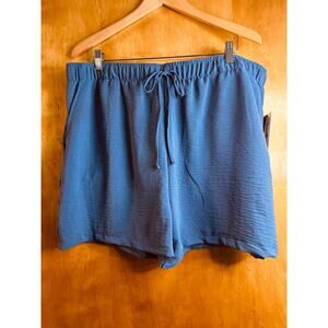 Just Be Women's Blue Shorts Drawstring Tie in Front Lightweight Material Size 3x